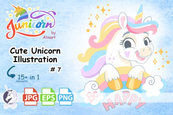 Download Cute Unicorn Illustration #7 - Unicorn illustration Collection