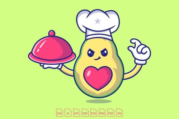 Download Avocado Chef Holding a Metal Food Platte - Avocado Collection