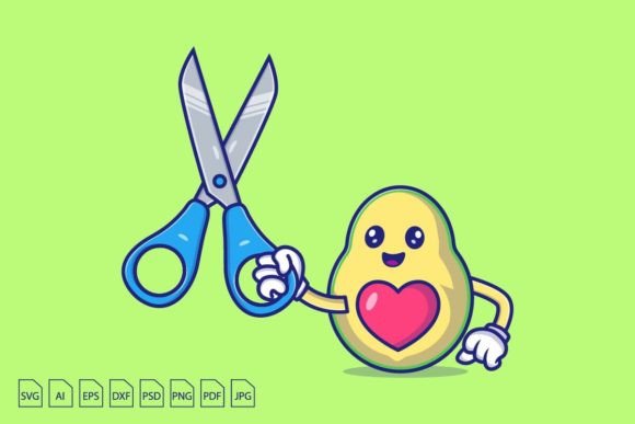 Download Avocado Holding Scissors Character - Avocado Collection