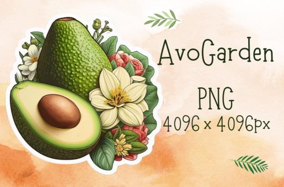 Download Floral Avocado Green Food Sticker - Avocado Collection
