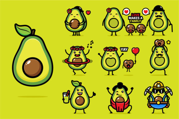 Download Cute Avocado Vector Design Set - Avocado Collection